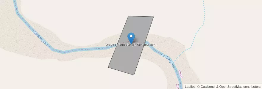 Mapa de ubicacion de Dique El Tambolar (En Construcción) en アルゼンチン, サンフアン州, チリ, Zonda.