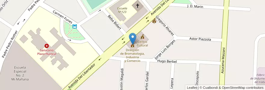 Mapa de ubicacion de Direccion de Bromatologia, Industria y Comercio en Argentina, Chile, Neuquén, Departamento Confluencia, Municipio De Plaza Huincul, Plaza Huincul.