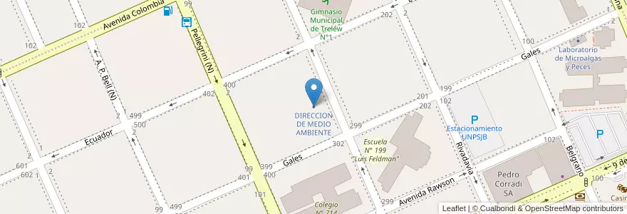 Mapa de ubicacion de DIRECCION DE MEDIO AMBIENTE en الأرجنتين, شوبوت, Trelew, Departamento Rawson.
