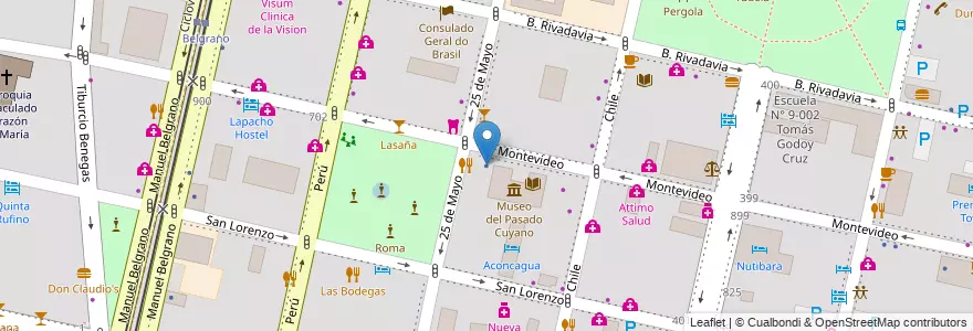 Mapa de ubicacion de Dirección de Niñez, Adolescencia y Familia en Arjantin, Şili, Mendoza, Departamento Capital, Sección 2ª Barrio Cívico, Ciudad De Mendoza.