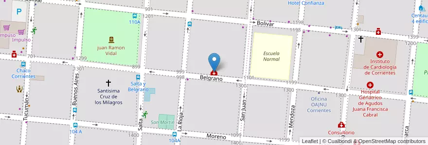 Mapa de ubicacion de Dirección de Salud Universitaria UNNE en 아르헨티나, Corrientes, Departamento Capital, Corrientes, Corrientes.