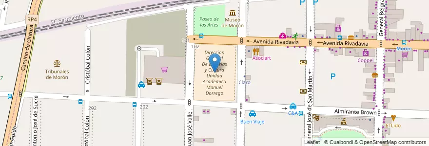 Mapa de ubicacion de Direccion General De Escuelas y Cultura Unidad Academica Manuel Dorrego en Argentina, Buenos Aires, Partido De Morón, Morón.