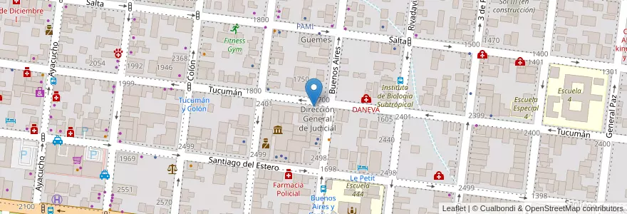 Mapa de ubicacion de Dirección General de Judicial en アルゼンチン, ミシオネス州, Departamento Capital, Municipio De Posadas, Posadas.
