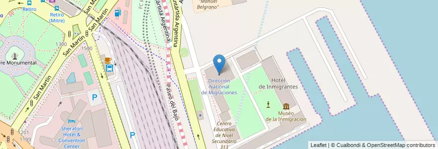 Mapa de ubicacion de Dirección Nacional de Migraciones, Retiro en الأرجنتين, Ciudad Autónoma De Buenos Aires, Comuna 1, Buenos Aires.