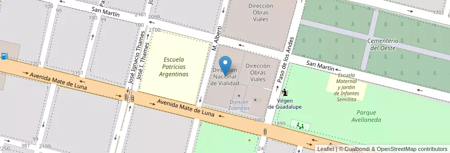 Mapa de ubicacion de Direccion Nacional de Vialidad en アルゼンチン, トゥクマン州, San Miguel De Tucumán, Departamento Capital, San Miguel De Tucumán.