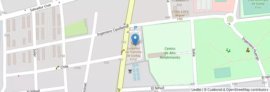 Mapa de ubicacion de Dirección Tránsito de Godoy Cruz en Argentinien, Chile, Mendoza, Godoy Cruz, Departamento Godoy Cruz, Distrito Ciudad De Godoy Cruz.