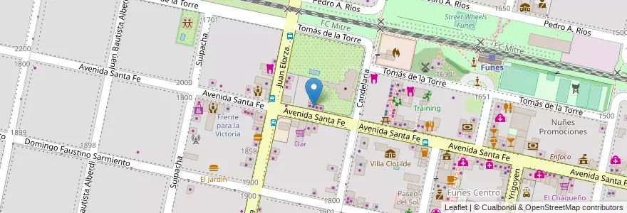 Mapa de ubicacion de DirecTV en الأرجنتين, سانتا في, Departamento Rosario, Municipio De Funes, Funes.