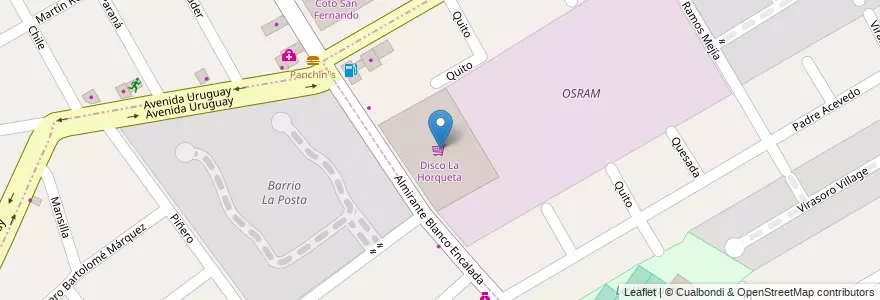 Mapa de ubicacion de Disco La Horqueta en Argentina, Buenos Aires, Partido De San Isidro, Beccar.
