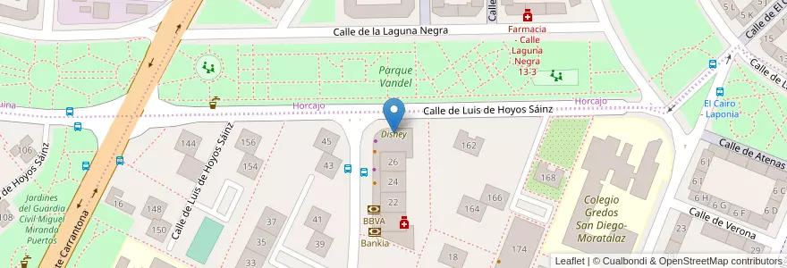 Mapa de ubicacion de Disney en إسبانيا, منطقة مدريد, منطقة مدريد, Área Metropolitana De Madrid Y Corredor Del Henares, مدريد.