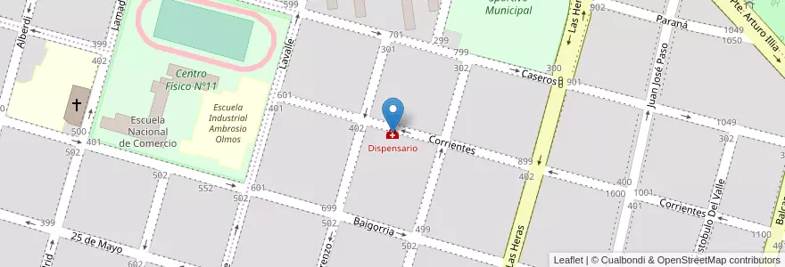 Mapa de ubicacion de Dispensario en アルゼンチン, コルドバ州, Departamento Río Cuarto, Pedanía Río Cuarto, Municipio De Río Cuarto, Río Cuarto.