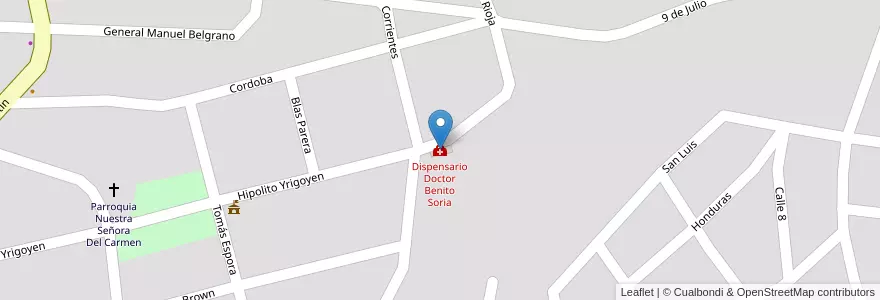 Mapa de ubicacion de Dispensario Doctor Benito Soria en Argentinië, Córdoba, Departamento Punilla, Pedanía San Antonio, Municipio De Huerta Grande.