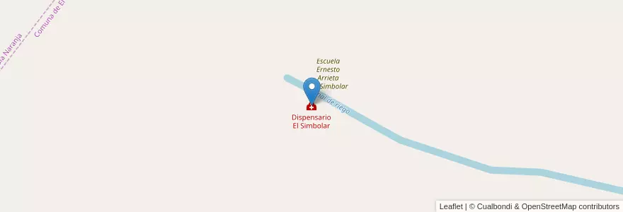 Mapa de ubicacion de Dispensario El Simbolar en 아르헨티나, Córdoba, Departamento Cruz Del Eje, Pedanía Cruz Del Eje, Comuna De El Brete.