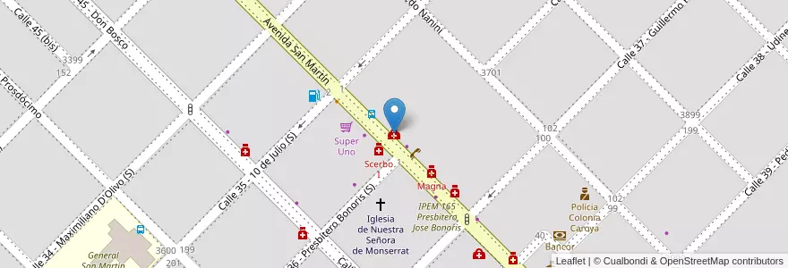Mapa de ubicacion de Dispensario Lote 15 en Argentina, Córdoba, Departamento Colón, Pedanía Cañas, Municipio De Colonia Caroya, Colonia Caroya.