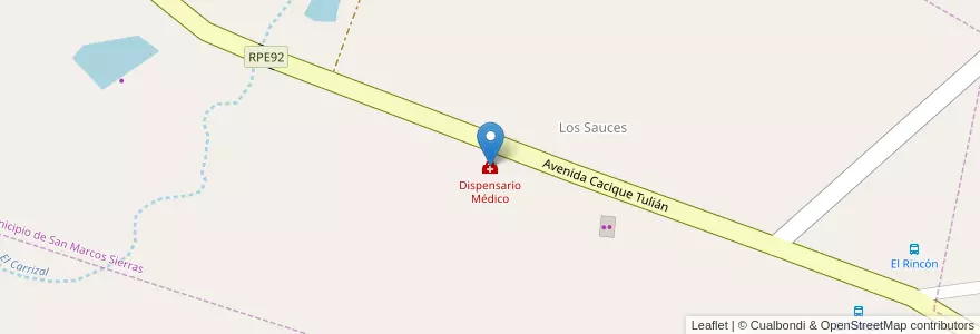 Mapa de ubicacion de Dispensario Médico en Argentina, Córdoba, Departamento Cruz Del Eje, Pedanía San Marcos, Municipio De San Marcos Sierras.
