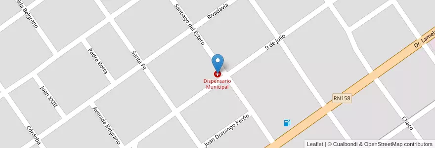 Mapa de ubicacion de Dispensario Municipal en Arjantin, Córdoba, Departamento San Justo, Pedanía Juárez Celman, Municipio De Saturninio María Laspiur, Saturnino M. Laspiur.