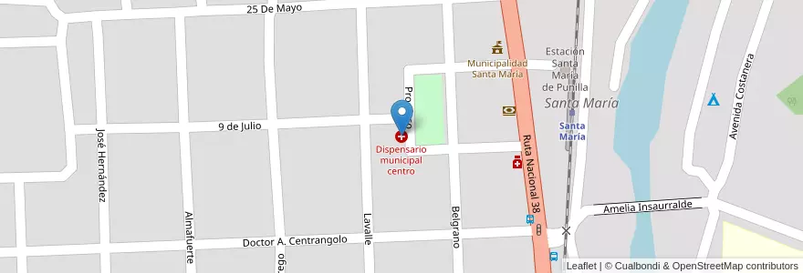 Mapa de ubicacion de Dispensario municipal centro en アルゼンチン, コルドバ州, Departamento Punilla, Pedanía Rosario, Municipio De Santa María De Punilla, Santa María.