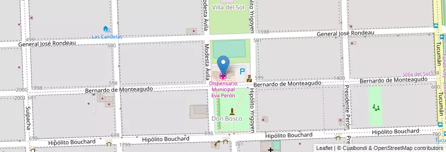 Mapa de ubicacion de Dispensario Municipal Eva Perón en Argentina, Santa Fe, Departamento Rosario, Municipio De Funes, Funes.