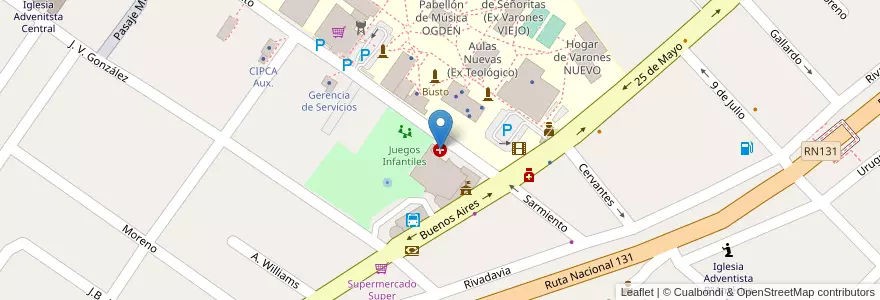 Mapa de ubicacion de Dispensario y Primeros Auxilios en Argentina, Entre Ríos, Departamento Diamante, Libertador San Martín, Distrito Palmar.