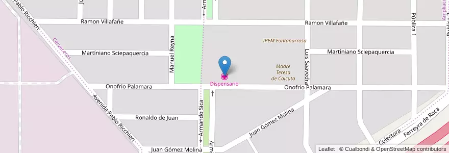 Mapa de ubicacion de Dispensario en 阿根廷, Córdoba, Departamento Capital, Pedanía Capital, Córdoba, Municipio De Córdoba.