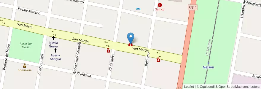 Mapa de ubicacion de Dispesario Comunal en الأرجنتين, سانتا في, إدارة العاصمة, Municipio De Nelson, Nelson.