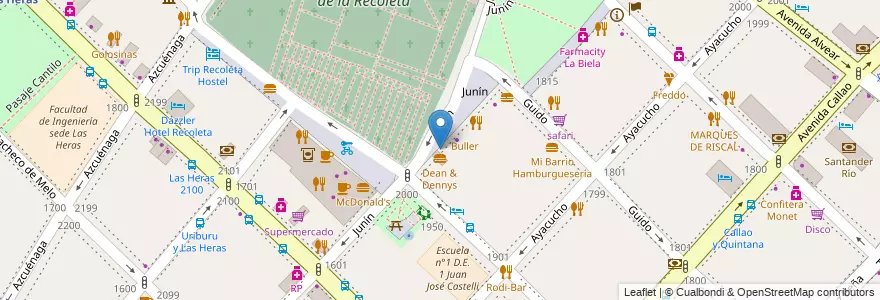 Mapa de ubicacion de Distal Cafe, Recoleta en 阿根廷, Ciudad Autónoma De Buenos Aires, Comuna 2, 布宜诺斯艾利斯.