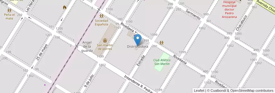 Mapa de ubicacion de Distribuidora en Argentinië, Buenos Aires, Partido De General Las Heras, General Las Heras.