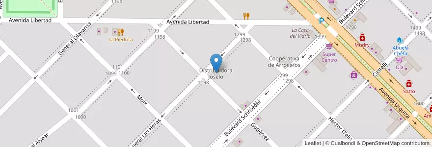 Mapa de ubicacion de Distribuidora Joselo en アルゼンチン, エントレ・リオス州, Departamento Colón, Distrito Segundo, Villa Elisa, Villa Elisa.