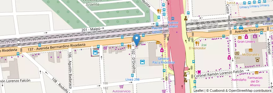 Mapa de ubicacion de Distribuidora La Colo en アルゼンチン, ブエノスアイレス州, Partido De Tres De Febrero, Ciudadela.