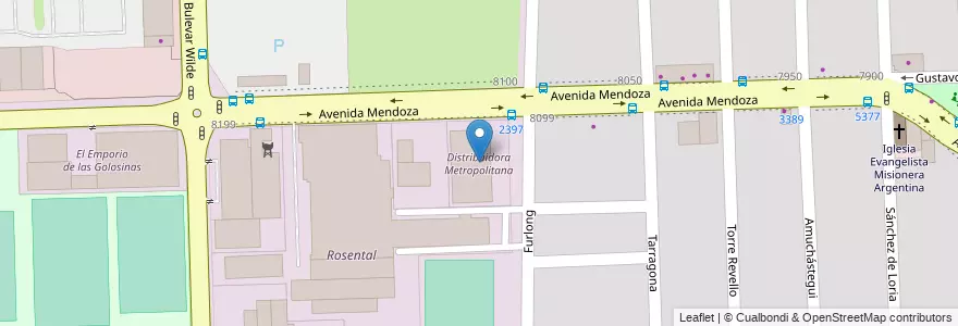 Mapa de ubicacion de Distribuidora Metropolitana en الأرجنتين, سانتا في, Departamento Rosario, Municipio De Rosario, روساريو.