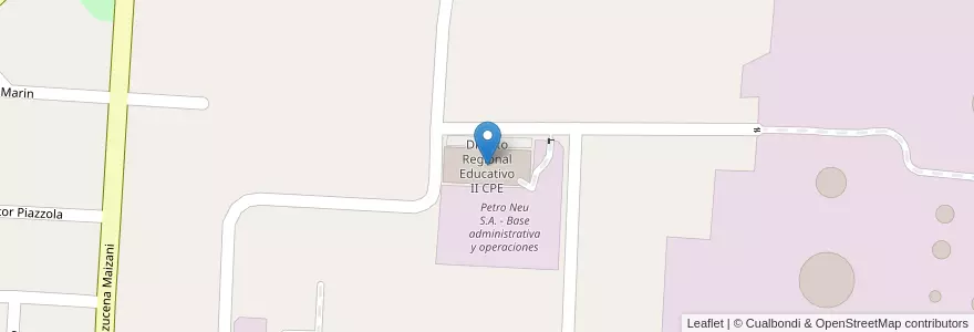 Mapa de ubicacion de Distrito Regional Educativo II CPE en アルゼンチン, チリ, ネウケン州, Departamento Confluencia, Municipio De Plaza Huincul, Plaza Huincul.