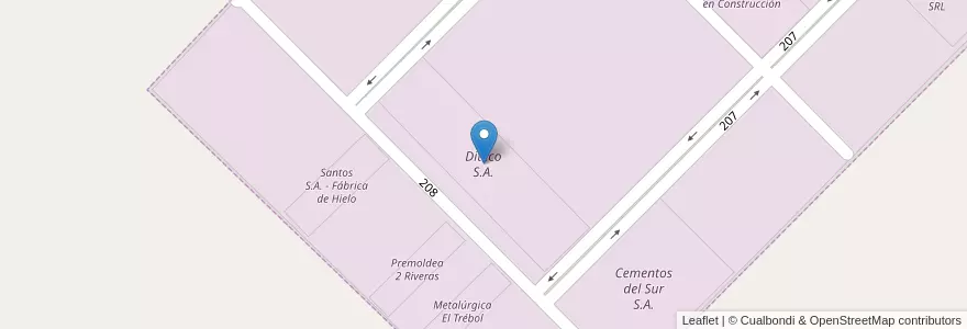 Mapa de ubicacion de Diteco S.A. en アルゼンチン, リオネグロ州, Departamento Adolfo Alsina, Viedma, Viedma.