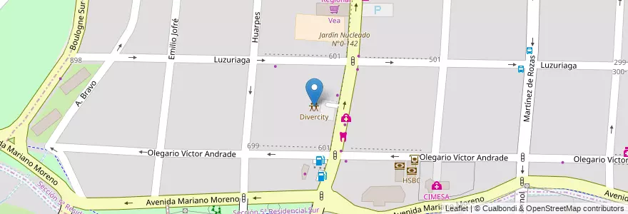 Mapa de ubicacion de Divercity en 阿根廷, 智利, Mendoza, Departamento Capital, Ciudad De Mendoza, Sección 5ª Residencial Sur.