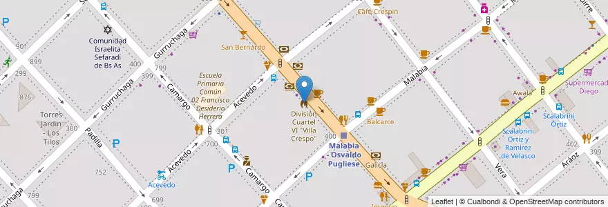 Mapa de ubicacion de División Cuartel VI "Villa Crespo", Villa Crespo en Argentina, Ciudad Autónoma De Buenos Aires, Buenos Aires.