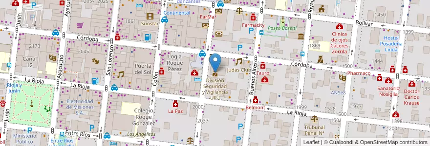Mapa de ubicacion de División Seguridad y Vigilancia UR-I en Argentina, Misiones, Departamento Capital, Municipio De Posadas, Posadas.