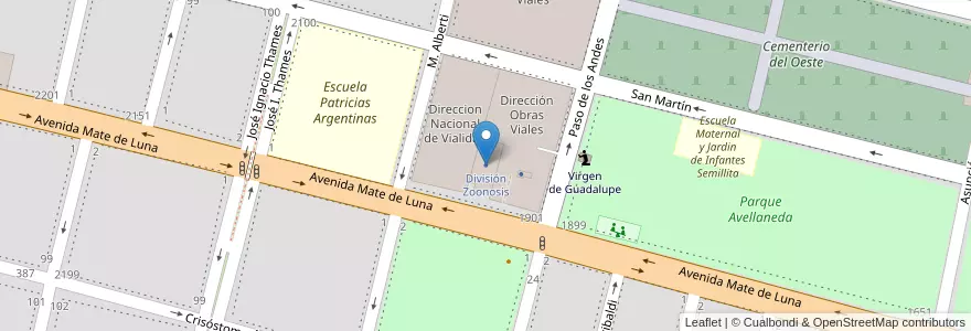 Mapa de ubicacion de División Zoonosis en 아르헨티나, Tucumán, San Miguel De Tucumán, Departamento Capital, San Miguel De Tucumán.