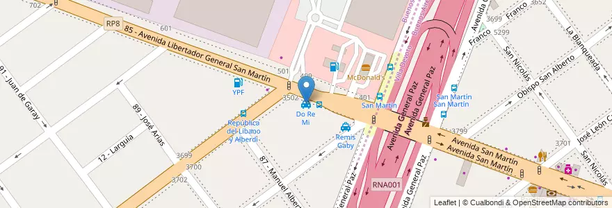 Mapa de ubicacion de Do Re Mi en 阿根廷, 布宜诺斯艾利斯省, Partido De General San Martín.