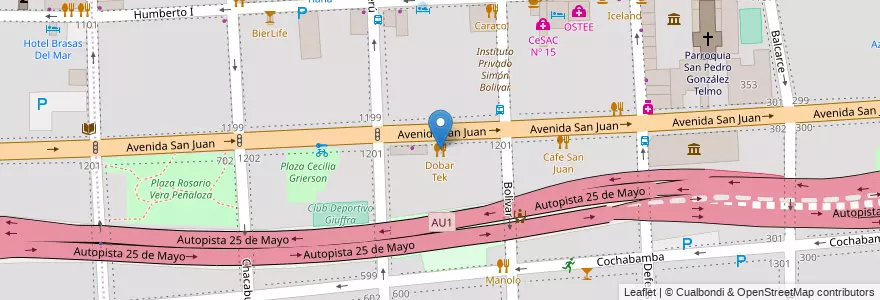 Mapa de ubicacion de Dobar Tek, San Telmo en 阿根廷, Ciudad Autónoma De Buenos Aires, Comuna 1, 布宜诺斯艾利斯.