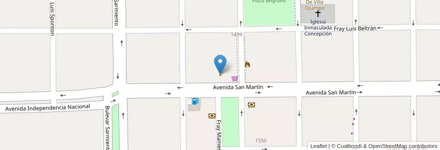 Mapa de ubicacion de Doble V bar en 아르헨티나, Santa Fe, Departamento General Obligado, Municipio De Villa Ocampo.