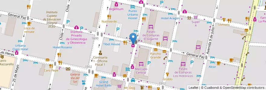 Mapa de ubicacion de Doctor Ahorro en Argentinië, Chili, Mendoza, Departamento Capital, Ciudad De Mendoza.