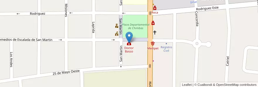 Mapa de ubicacion de Doctor Basso en 아르헨티나, San Juan, 칠레, Chimbas.