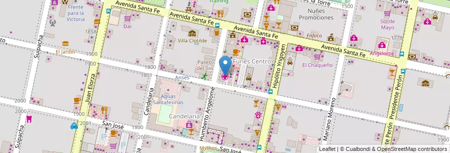 Mapa de ubicacion de Doctor Bernardo Houssay en Arjantin, Santa Fe, Departamento Rosario, Municipio De Funes, Funes.