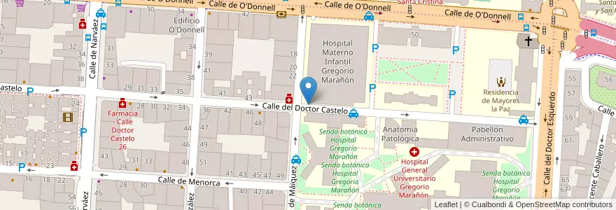 Mapa de ubicacion de DOCTOR CASTELO, CALLE, DEL,47 en إسبانيا, منطقة مدريد, منطقة مدريد, Área Metropolitana De Madrid Y Corredor Del Henares, مدريد.