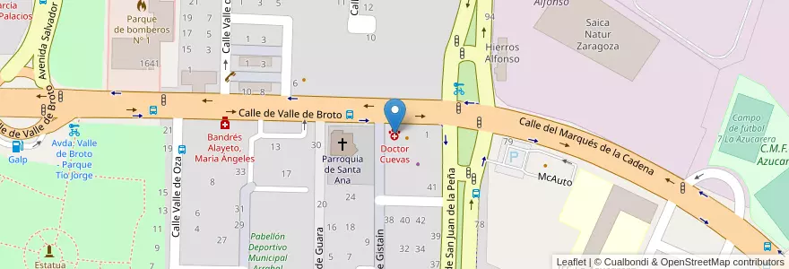 Mapa de ubicacion de Doctor Cuevas en スペイン, アラゴン州, サラゴサ, Zaragoza, サラゴサ.