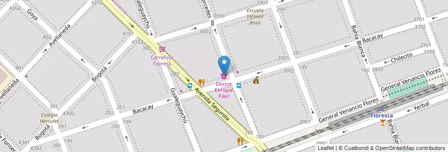 Mapa de ubicacion de Doctor Enrique Páez, Floresta en 아르헨티나, Ciudad Autónoma De Buenos Aires, 부에노스아이레스, Comuna 10.
