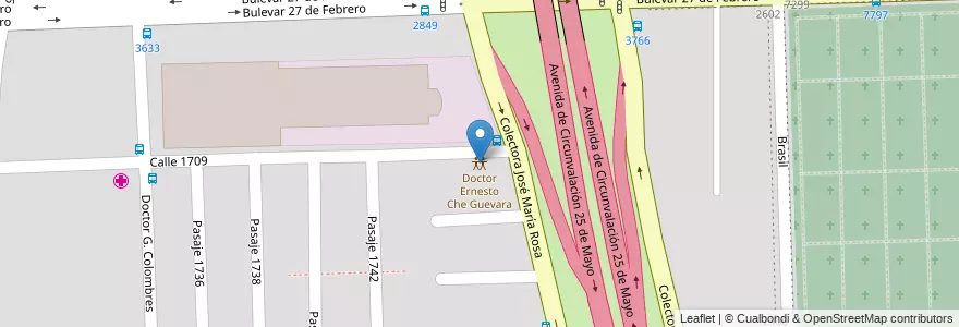 Mapa de ubicacion de Doctor Ernesto Che Guevara en アルゼンチン, サンタフェ州, Departamento Rosario, Municipio De Rosario, ロサリオ.