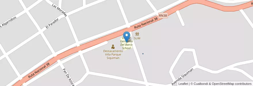 Mapa de ubicacion de Doctor Gerónimo Del Barco School en Argentina, Córdoba, Departamento Punilla, Pedanía San Roque, Comuna De Villa Parque Siquiman, Villa Parque Siquiman.