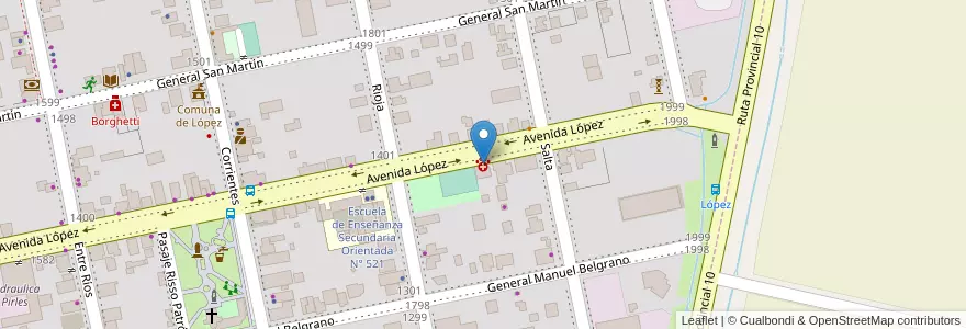Mapa de ubicacion de Doctor Hugo Remigio Imhoff en 아르헨티나, Santa Fe, Departamento San Jerónimo, Municipio De López.