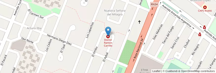 Mapa de ubicacion de Doctor Ramon Carrillo en Argentinien, Jujuy, Departamento Ledesma, Municipio De Libertador General San Martín, Libertador General San Martín.