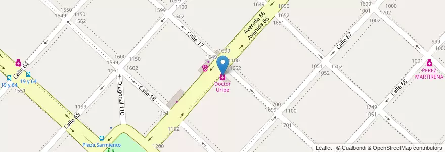 Mapa de ubicacion de Doctor Uribe, Casco Urbano en Argentina, Provincia Di Buenos Aires, Partido De La Plata, La Plata.