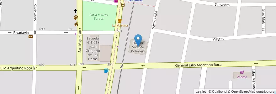 Mapa de ubicacion de Doctor Vicente Polimeni en Argentinien, Chile, Mendoza, Departamento Las Heras.